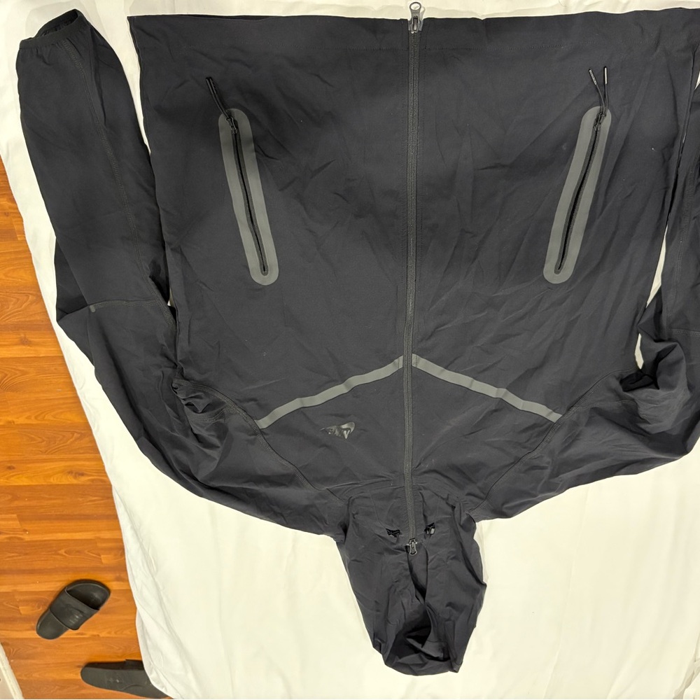 Black Hooded Jacket with Zipper Pockets